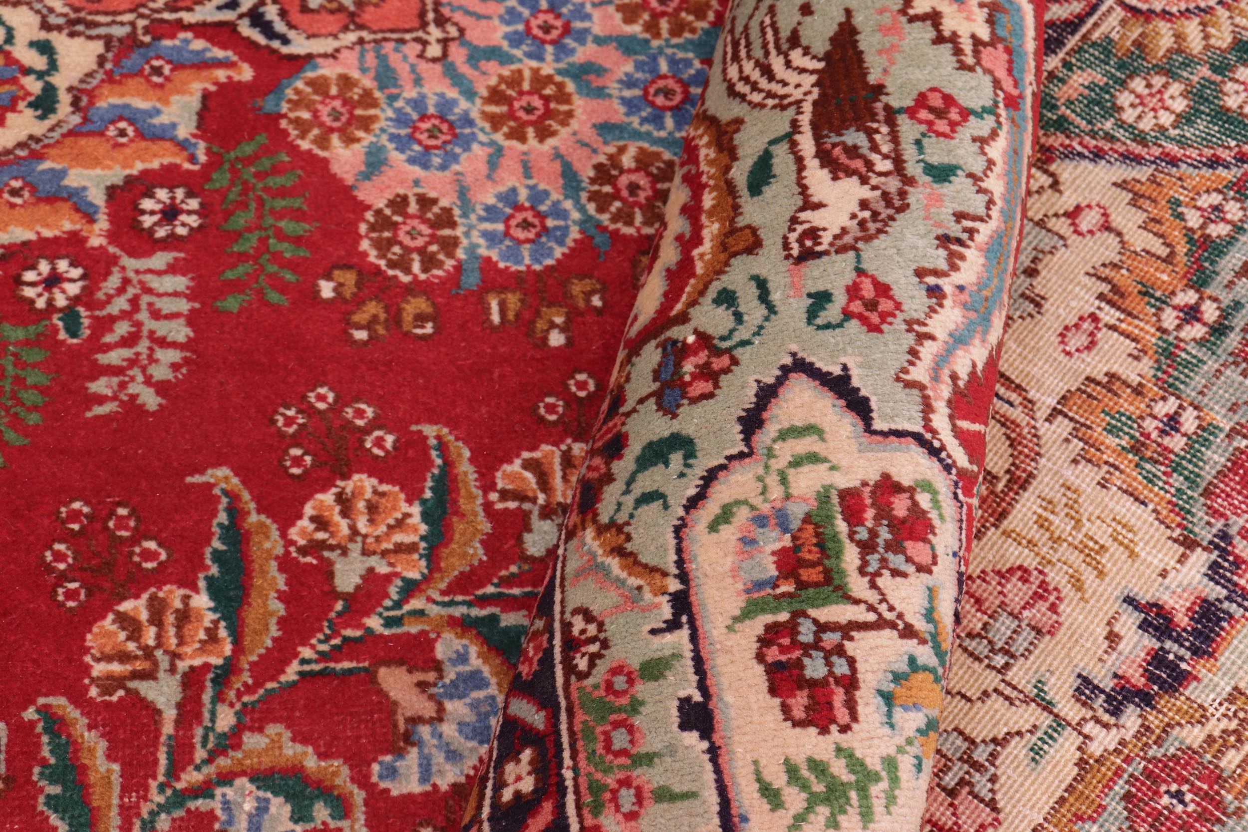 handmade Vintage Tabriz Red Green Hand Knotted RECTANGLE 100% WOOL area rug 10' x 13'