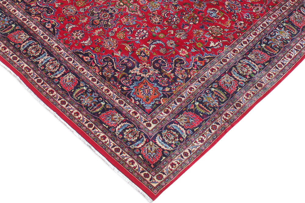 handmade Traditional Kashan Red Blue Hand Knotted RECTANGLE 100% WOOL area rug 10 x 13