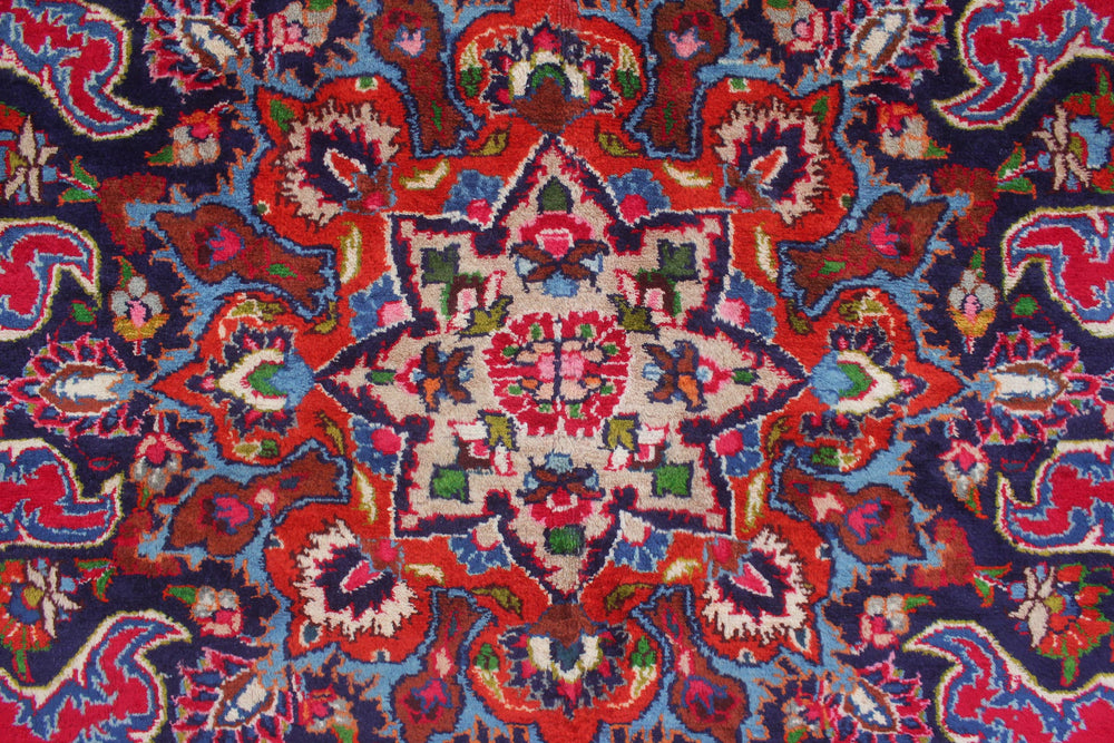 handmade Traditional Kashan Red Blue Hand Knotted RECTANGLE 100% WOOL area rug 10 x 13