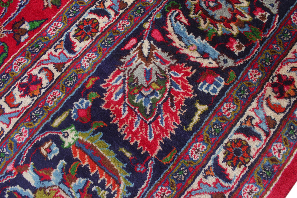 handmade Traditional Kashan Red Blue Hand Knotted RECTANGLE 100% WOOL area rug 10 x 13