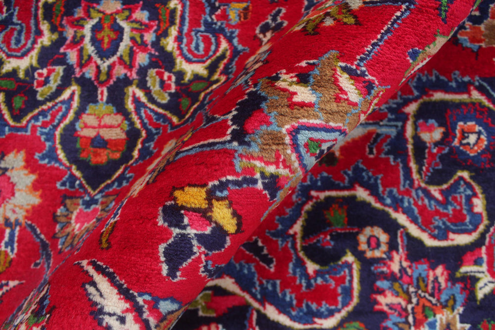 handmade Traditional Kashan Red Blue Hand Knotted RECTANGLE 100% WOOL area rug 10 x 13