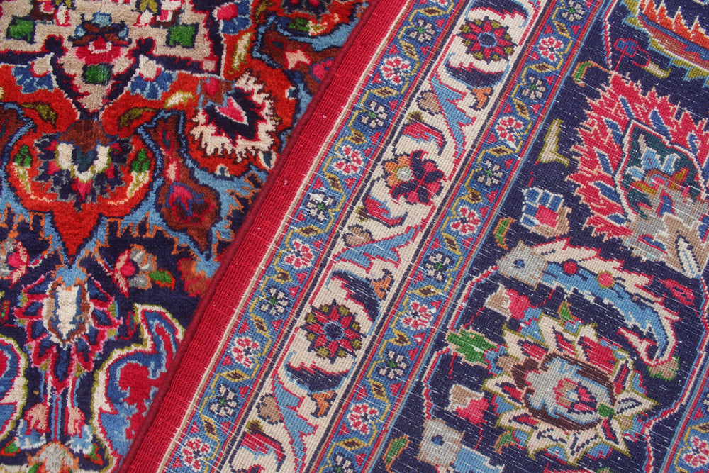 handmade Traditional Kashan Red Blue Hand Knotted RECTANGLE 100% WOOL area rug 10 x 13