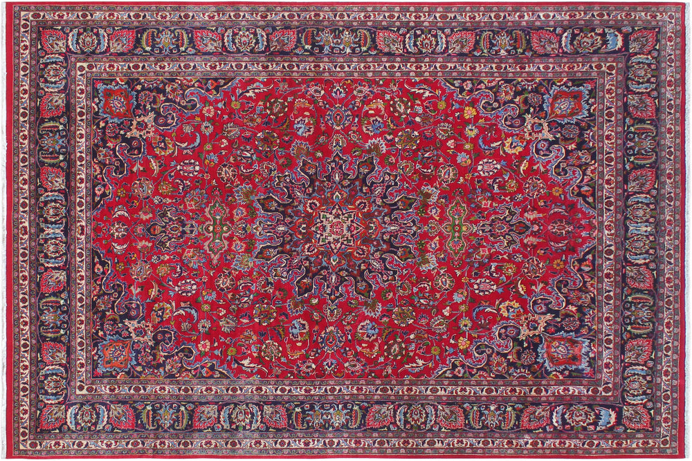 handmade Traditional Kashan Red Blue Hand Knotted RECTANGLE 100% WOOL area rug 10 x 13