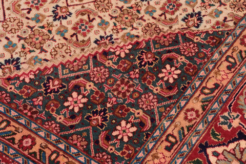 handmade Traditional Tabriz Mahi Blue Red Hand Knotted RECTANGLE 100% WOOL area rug 10 x 13