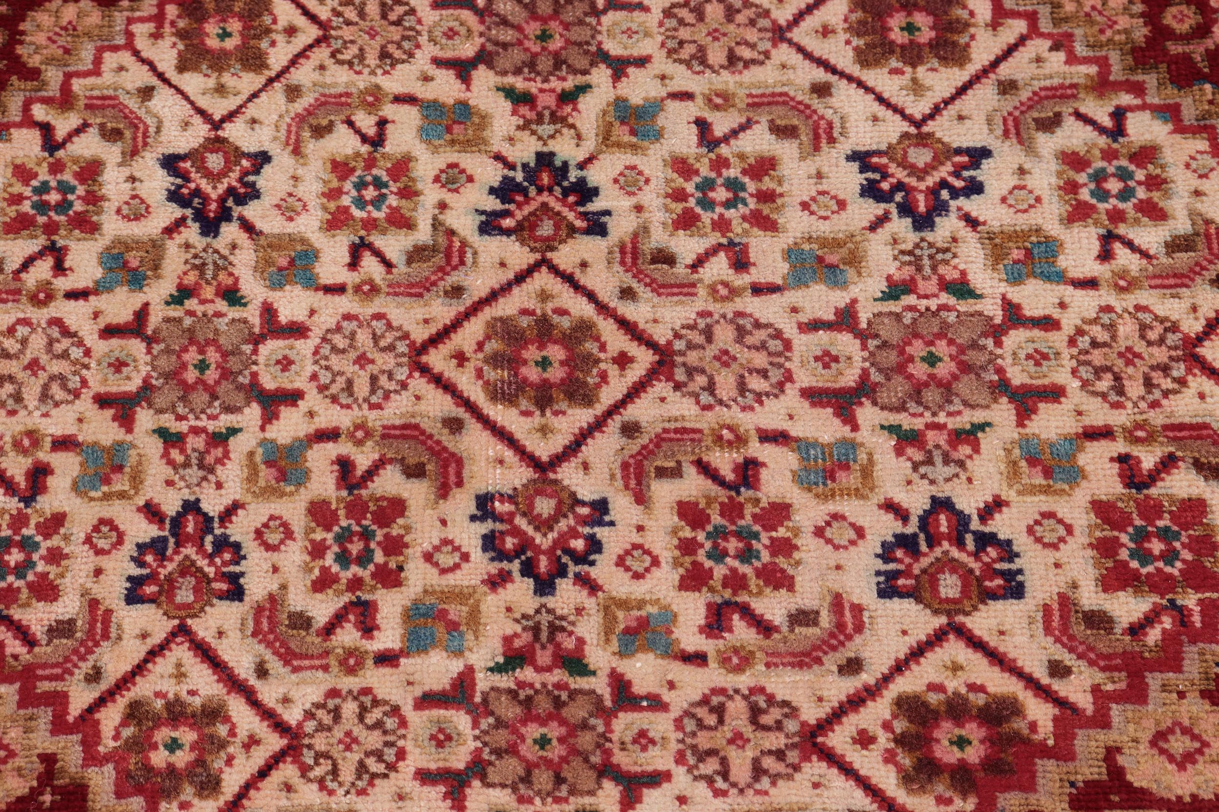 handmade Traditional Tabriz Mahi Blue Red Hand Knotted RECTANGLE 100% WOOL area rug 10 x 13