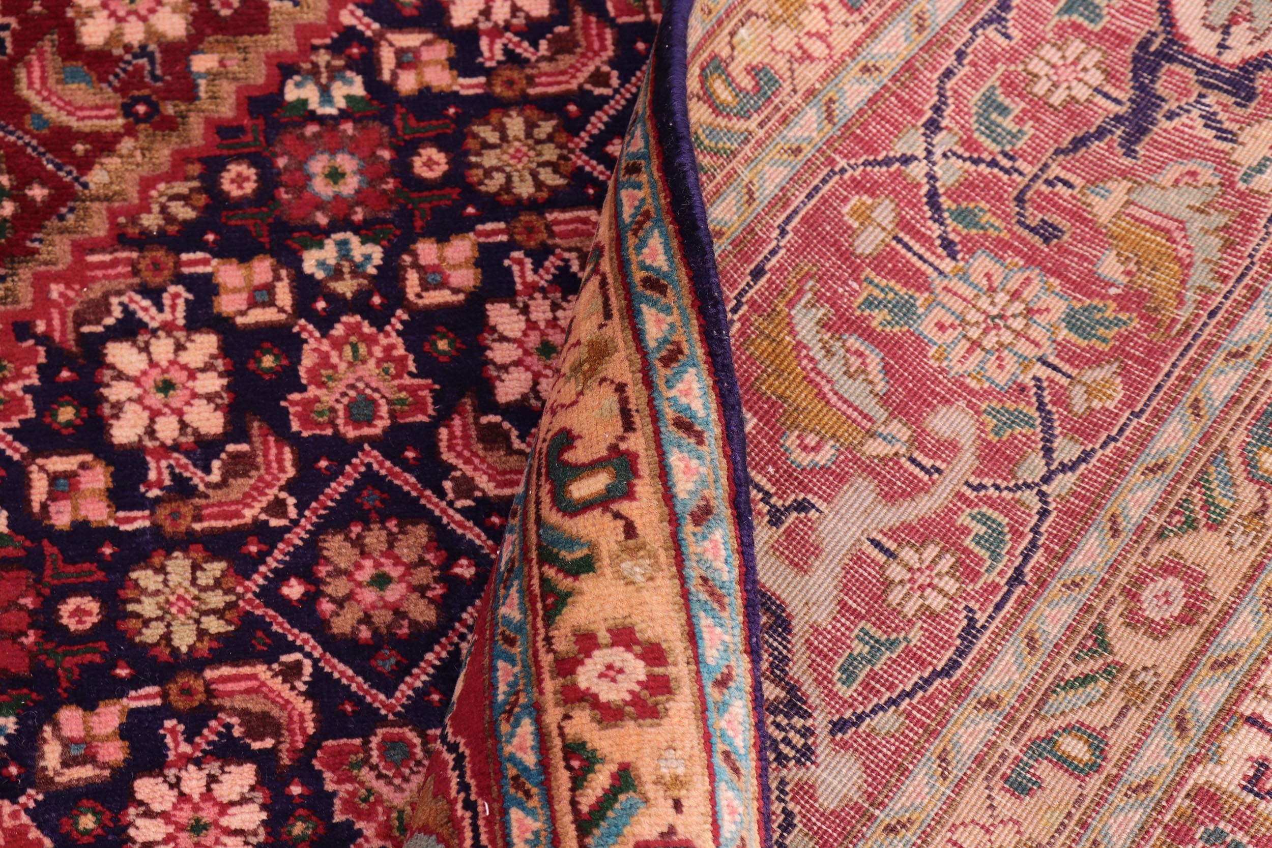 handmade Traditional Tabriz Mahi Blue Red Hand Knotted RECTANGLE 100% WOOL area rug 10 x 13