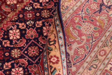 handmade Traditional Tabriz Mahi Blue Red Hand Knotted RECTANGLE 100% WOOL area rug 10 x 13