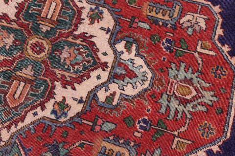 handmade Vintage Tabriz Blue Red Hand Knotted RECTANGLE 100% WOOL area rug 10' x 13'