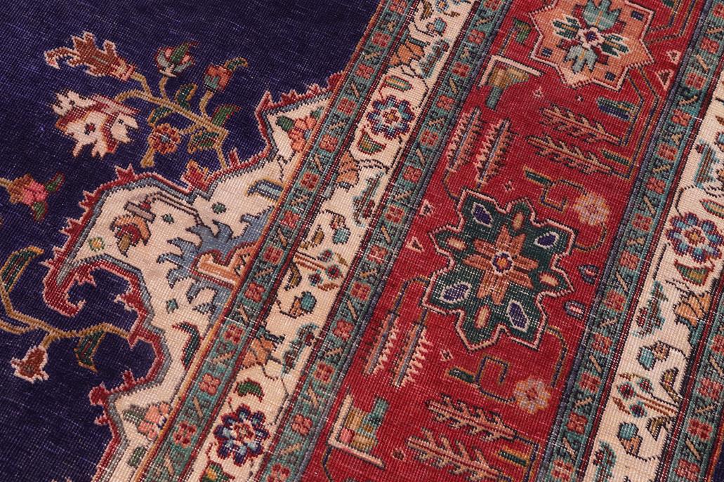 Traditional handmade Persian vintage distressed Blue Red Hand Knotted RECTANGLE 100% WOOL area rug 10 x 13