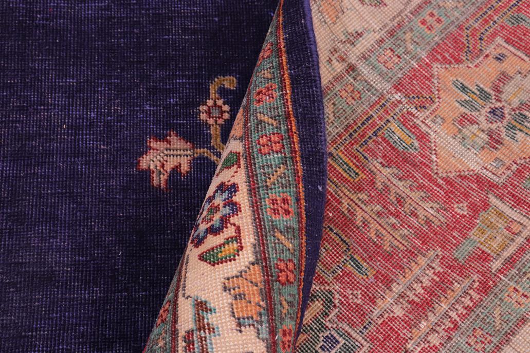 Traditional handmade Persian vintage distressed Blue Red Hand Knotted RECTANGLE 100% WOOL area rug 10 x 13