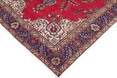 handmade Vintage Tabriz Red Blue Hand Knotted RECTANGLE 100% WOOL area rug 7' x 9'