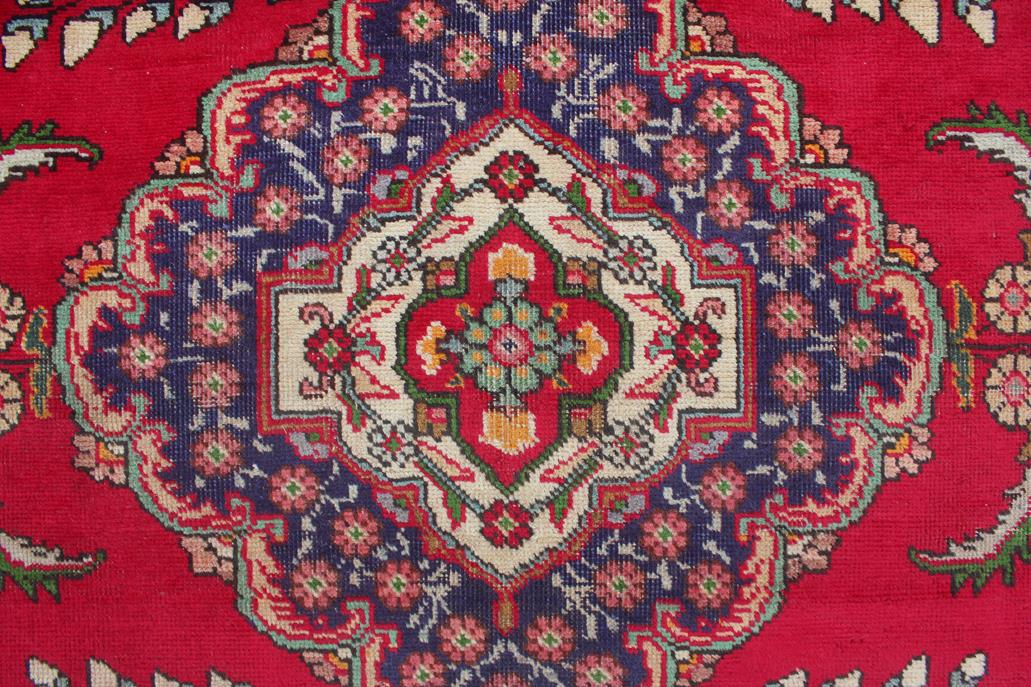 Traditional handmade Persian vintage distressed Red Blue Hand Knotted RECTANGLE 100% WOOL area rug 7 x 9