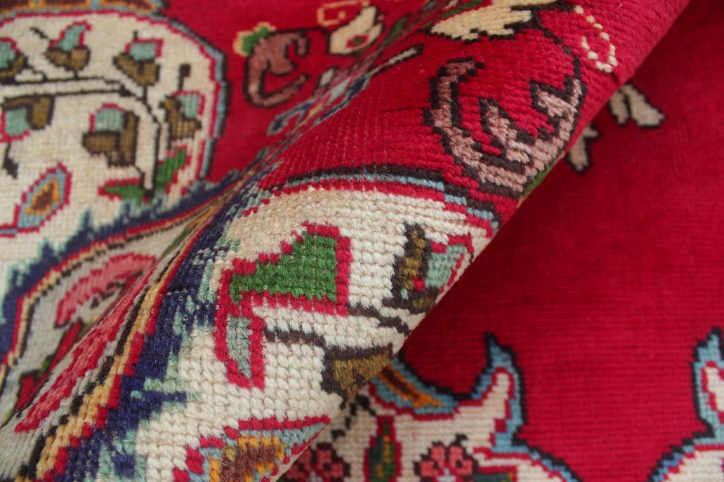 Traditional handmade Persian vintage distressed Red Blue Hand Knotted RECTANGLE 100% WOOL area rug 7 x 9