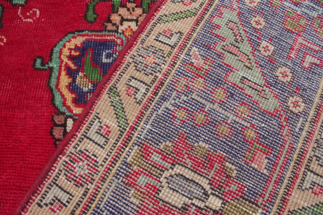 Traditional handmade Persian vintage distressed Red Blue Hand Knotted RECTANGLE 100% WOOL area rug 7 x 9