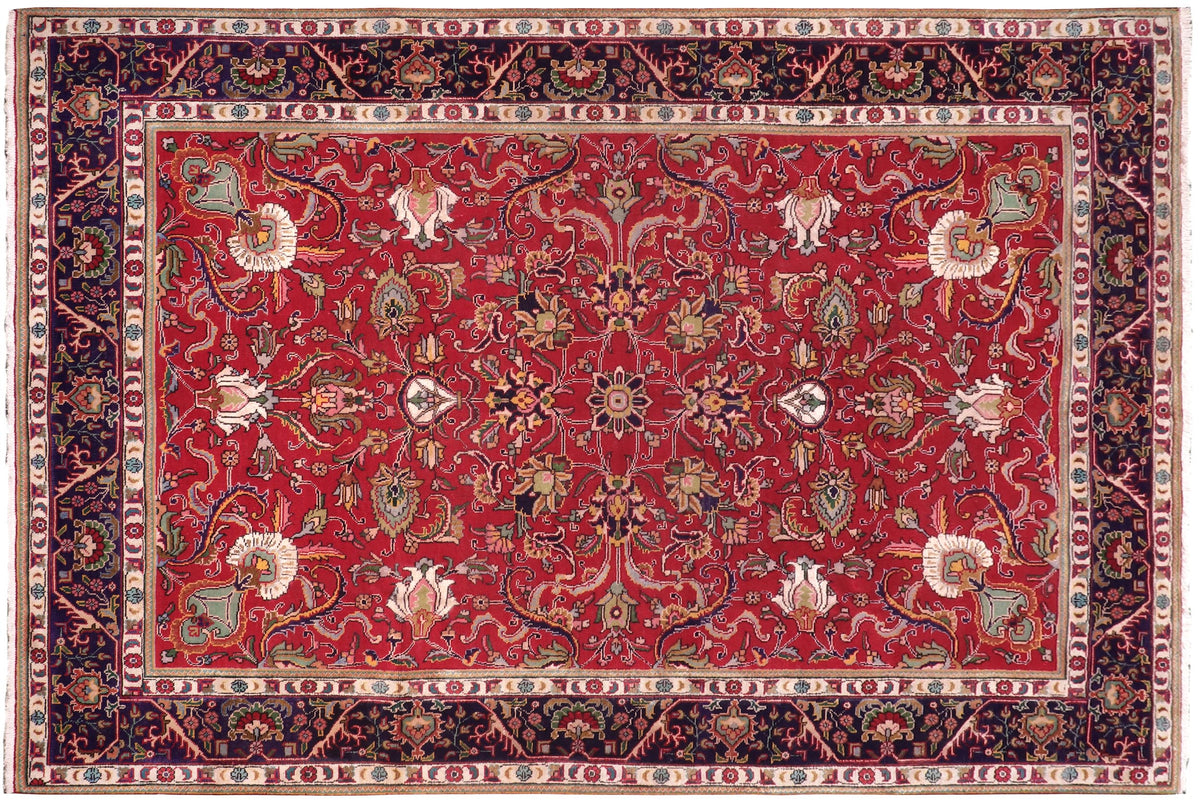 8x11 hand knotted Persian Tabriz wool rug in red and purple - Persian Tabriz Andrews