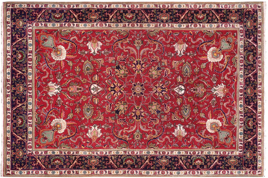 handmade Traditional Tabriz Red Purple Hand Knotted RECTANGLE 100% WOOL area rug 8 x 11