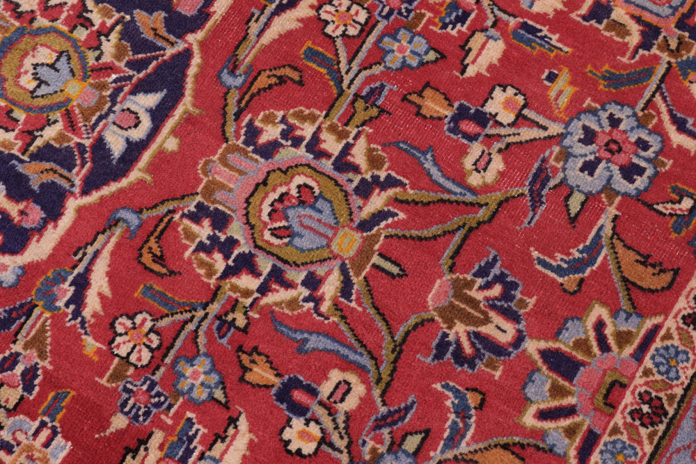 handmade Traditional Kashan Red Purple Hand Knotted RECTANGLE 100% WOOL area rug 8 x 12
