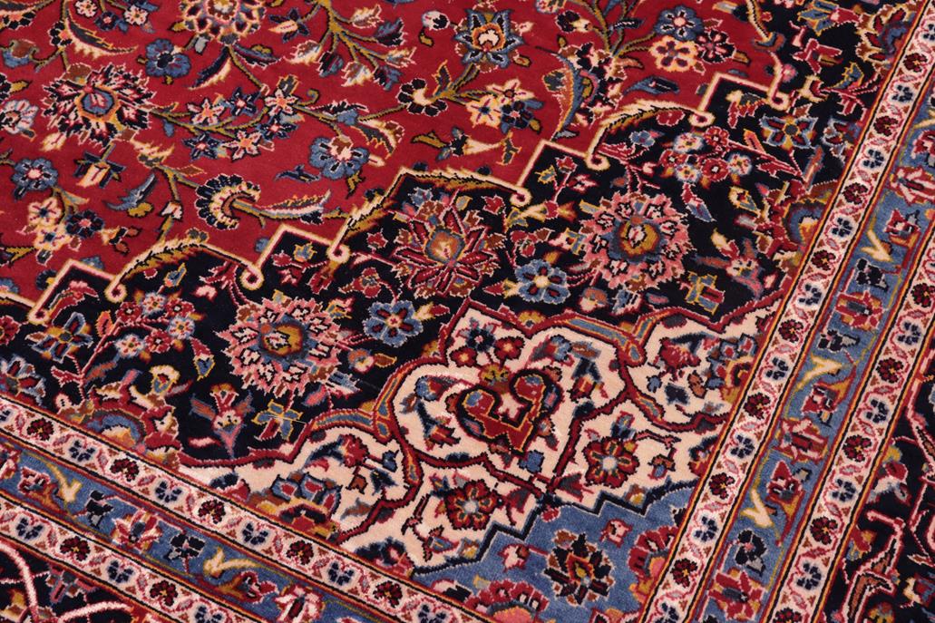 handmade Traditional Kashan Red Blue Hand Knotted RECTANGLE 100% Wool Pile area rug 8x12