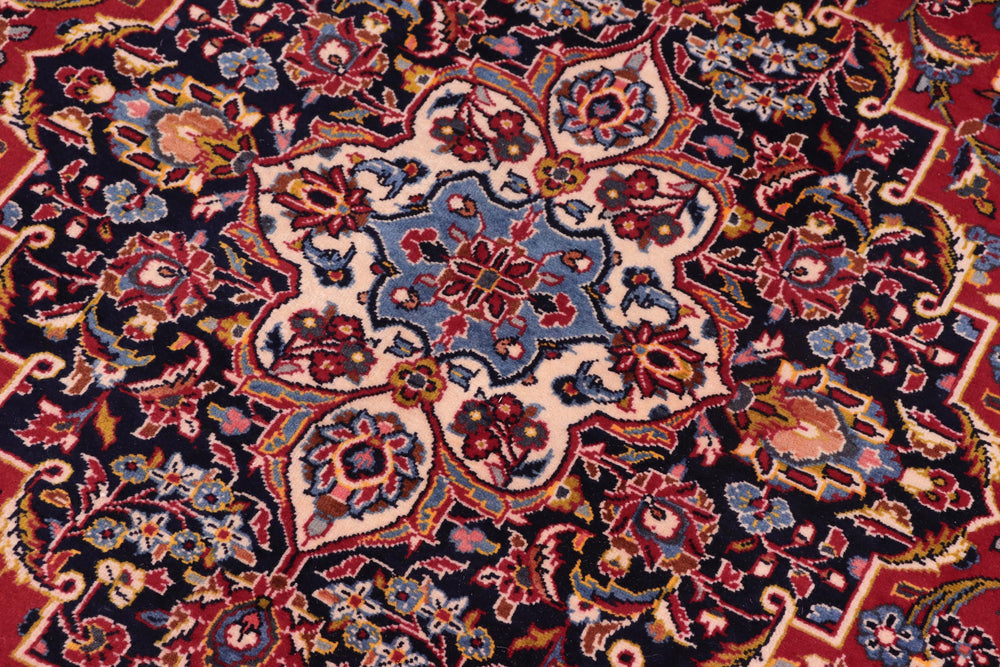 handmade Traditional Kashan Red Blue Hand Knotted RECTANGLE 100% WOOL area rug 8 x 12