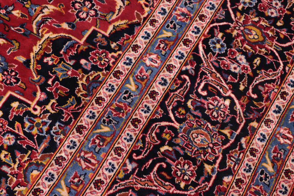 handmade Traditional Kashan Red Blue Hand Knotted RECTANGLE 100% WOOL area rug 8 x 12