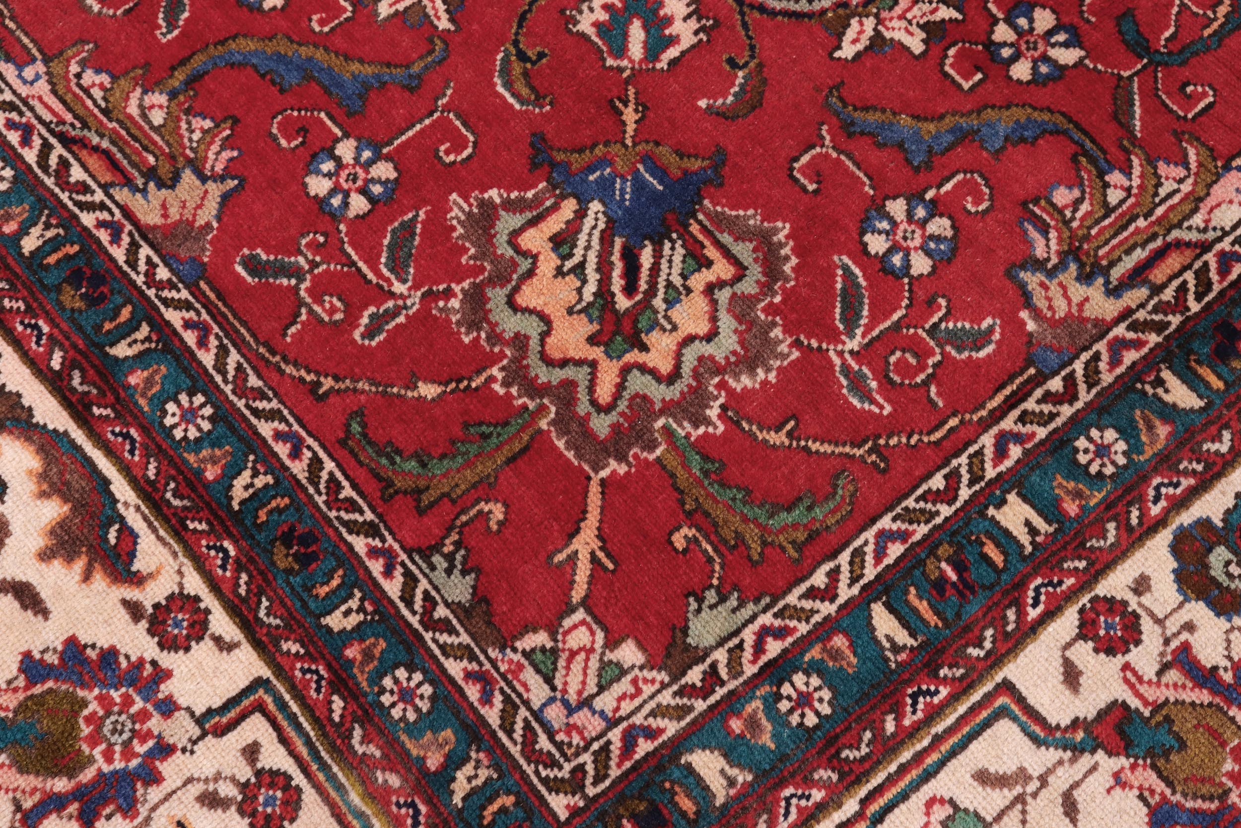 handmade Vintage Tabriz Red Beige Hand Knotted RECTANGLE 100% WOOL area rug 9' x 12'