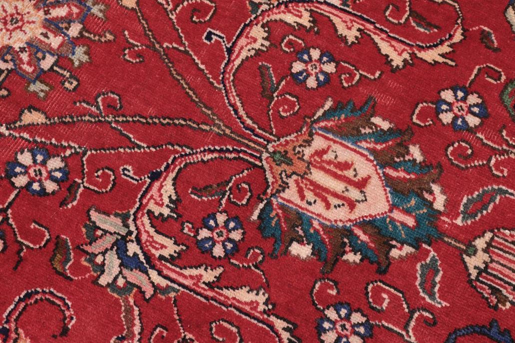 Traditional handmade Persian vintage distressed Red Beige Hand Knotted RECTANGLE 100% WOOL area rug 9 x 12