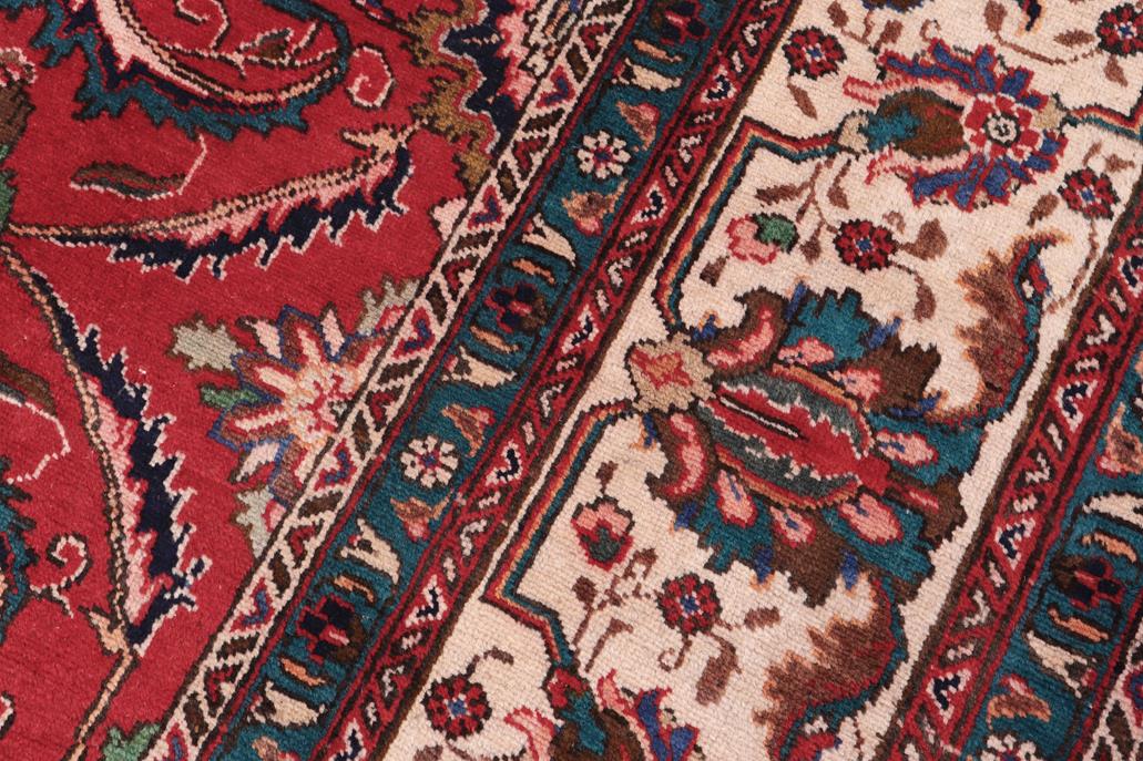 Traditional handmade Persian vintage distressed Red Beige Hand Knotted RECTANGLE 100% WOOL area rug 9 x 12