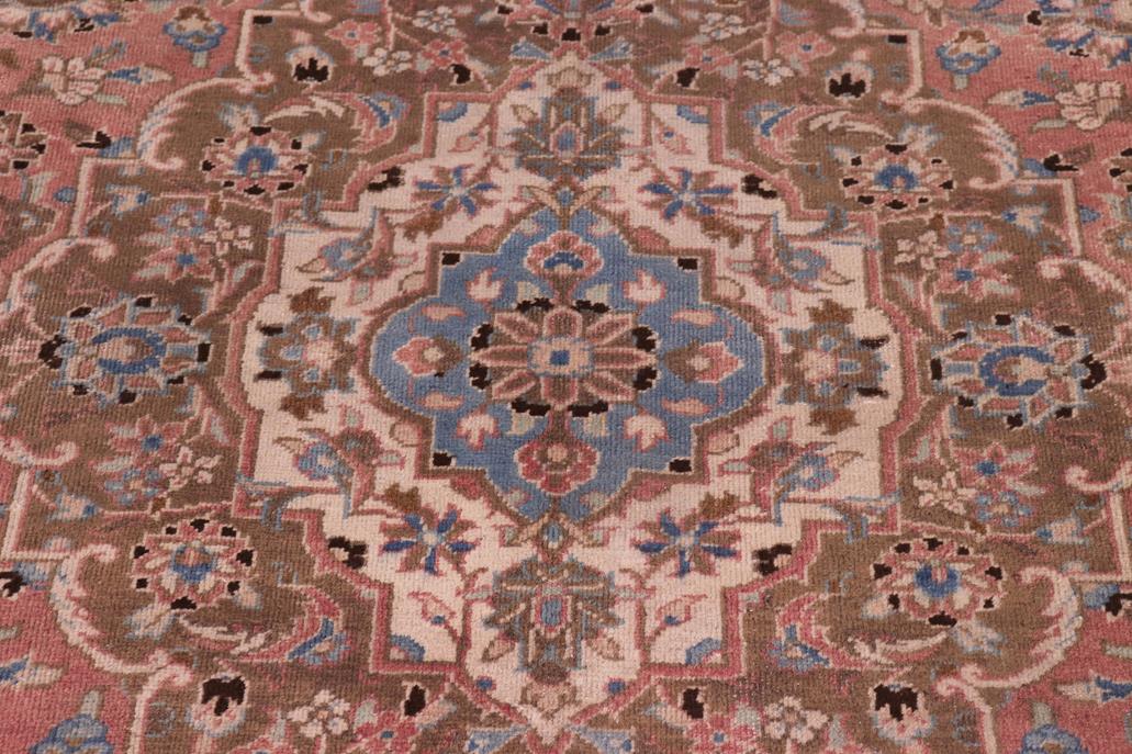 Traditional handmade Persian vintage distressed Pink Brown Hand Knotted RECTANGLE 100% WOOL area rug 8 x 12