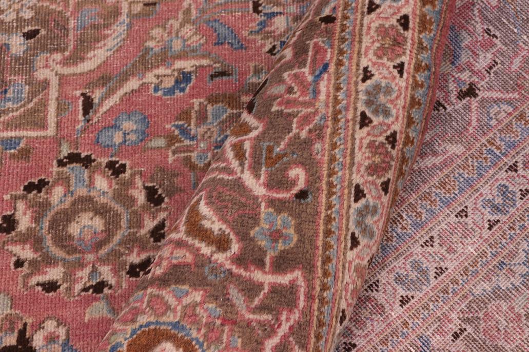 Traditional handmade Persian vintage distressed Pink Brown Hand Knotted RECTANGLE 100% WOOL area rug 8 x 12
