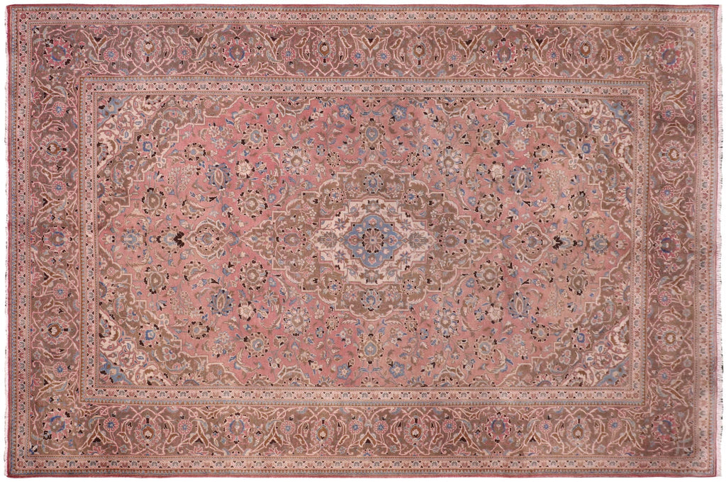 Persian Kashan Reynolds Pink/Brown Wool Rug - 8'0'' x 11'6
