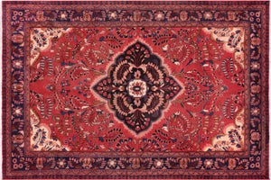 handmade Traditional Tabriz Red Blue Hand Knotted RECTANGLE 100% WOOL area rug 7 x 10