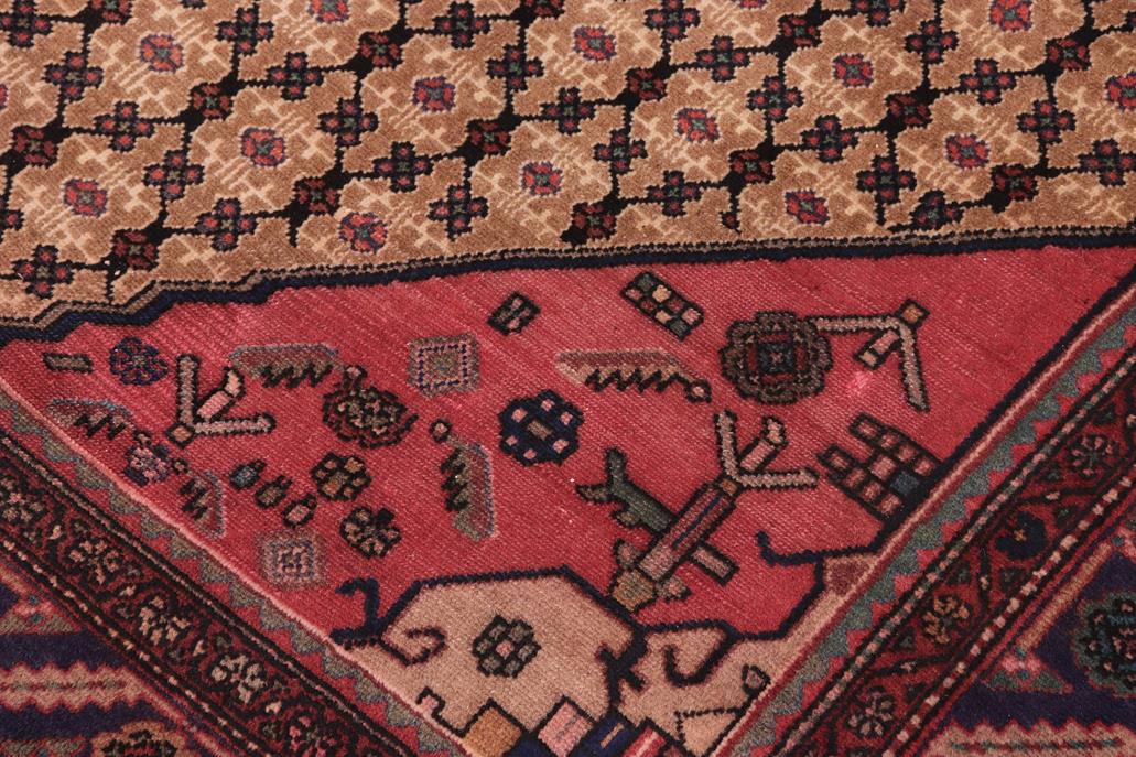 handmade Traditional Tabriz Mahi Brown Blue Hand Knotted RECTANGLE 100% Wool Pile area rug 6x10