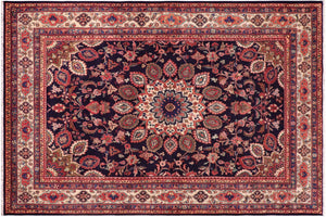 handmade Traditional Ardbeel Blue Beige Hand Knotted RECTANGLE 100% WOOL area rug 7 x 10