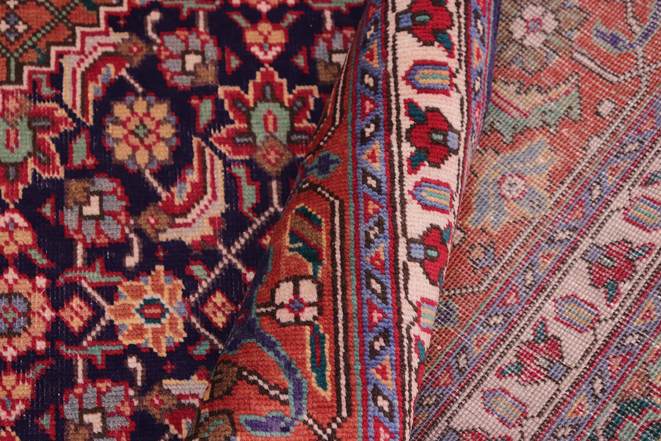 handmade Vintage Tabriz Mahi Purple Rust Hand Knotted RECTANGLE 100% WOOL area rug 10' x 13'