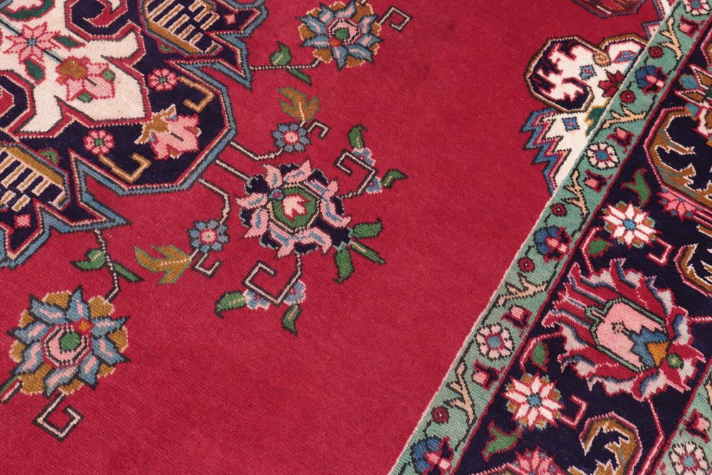 handmade Vintage Tabriz Red Purple Hand Knotted RECTANGLE 100% WOOL area rug 10' x 13'