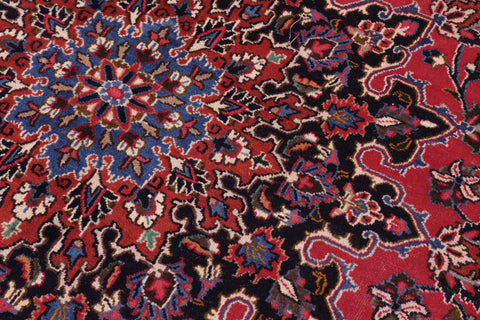 handmade Vintage Kashan Red Blue Hand Knotted RECTANGLE 100% WOOL area rug 10' x 13'