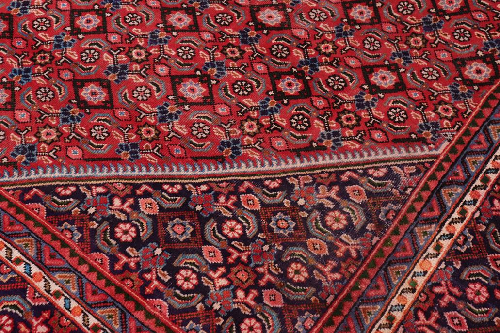 Traditional handmade Persian vintage distressed Mahi Red Purple Hand Knotted RECTANGLE 100% WOOL area rug 10 x 13