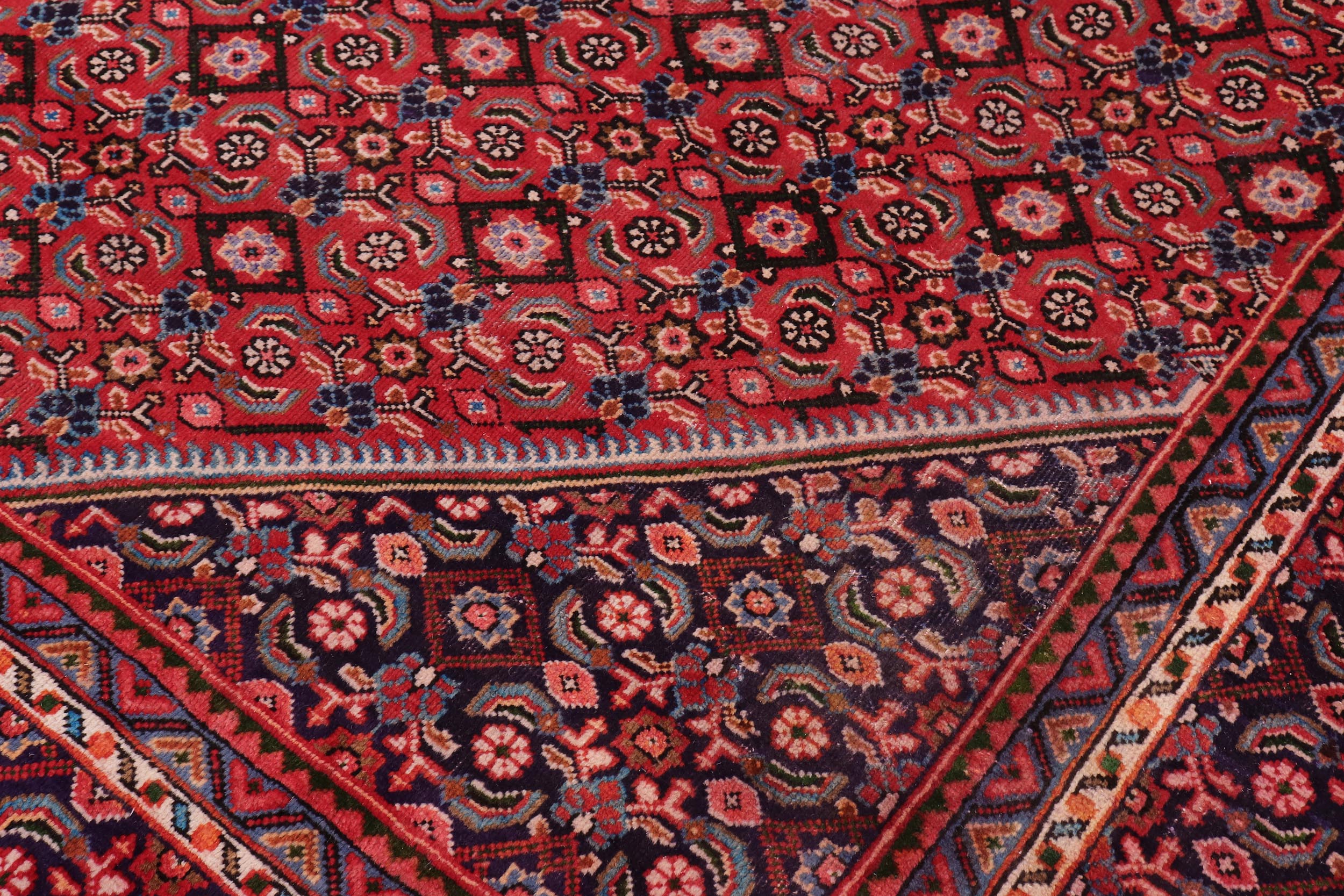 handmade Vintage Tabriz Mahi Red Purple Hand Knotted RECTANGLE 100% WOOL area rug 10' x 13'