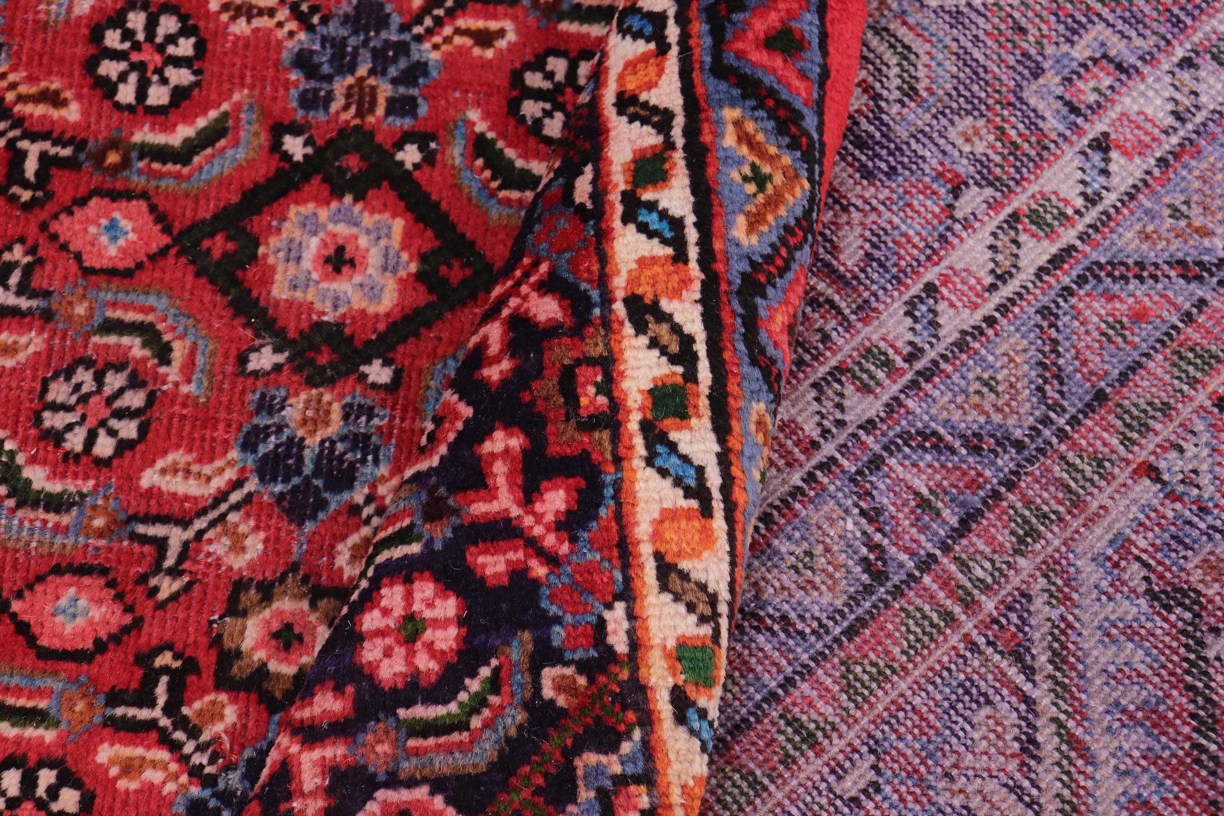 handmade Vintage Tabriz Mahi Red Purple Hand Knotted RECTANGLE 100% WOOL area rug 10' x 13'