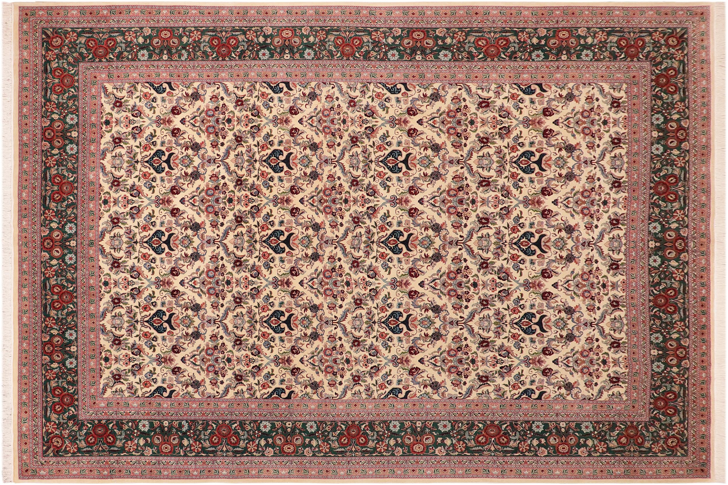 handmade Transitional Kazveen Ivory Green Hand Knotted RECTANGLE 100% WOOL area rug 10x14