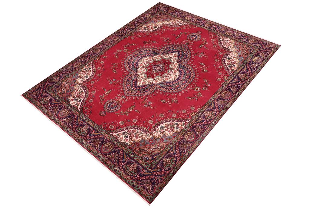 Traditional handmade Persian vintage distressed Red Purple Hand Knotted RECTANGLE 100% WOOL area rug 9 x 13