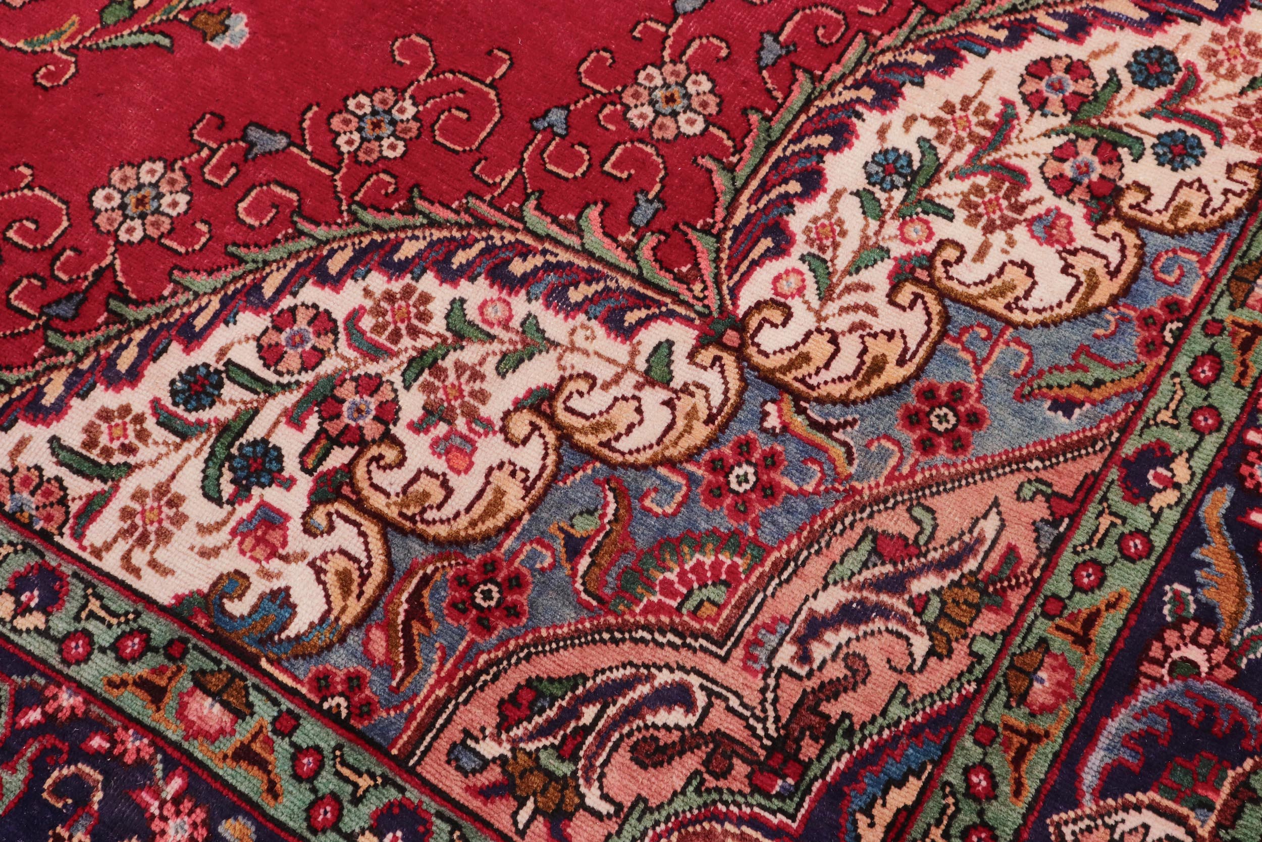 handmade Vintage Tabriz Red Purple Hand Knotted RECTANGLE 100% WOOL area rug 9' x 13'
