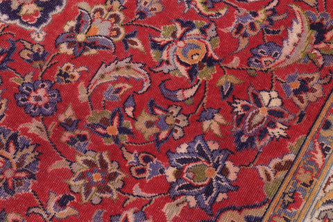 handmade Vintage Kashan Red Blue Hand Knotted RECTANGLE 100% WOOL area rug 10' x 14'