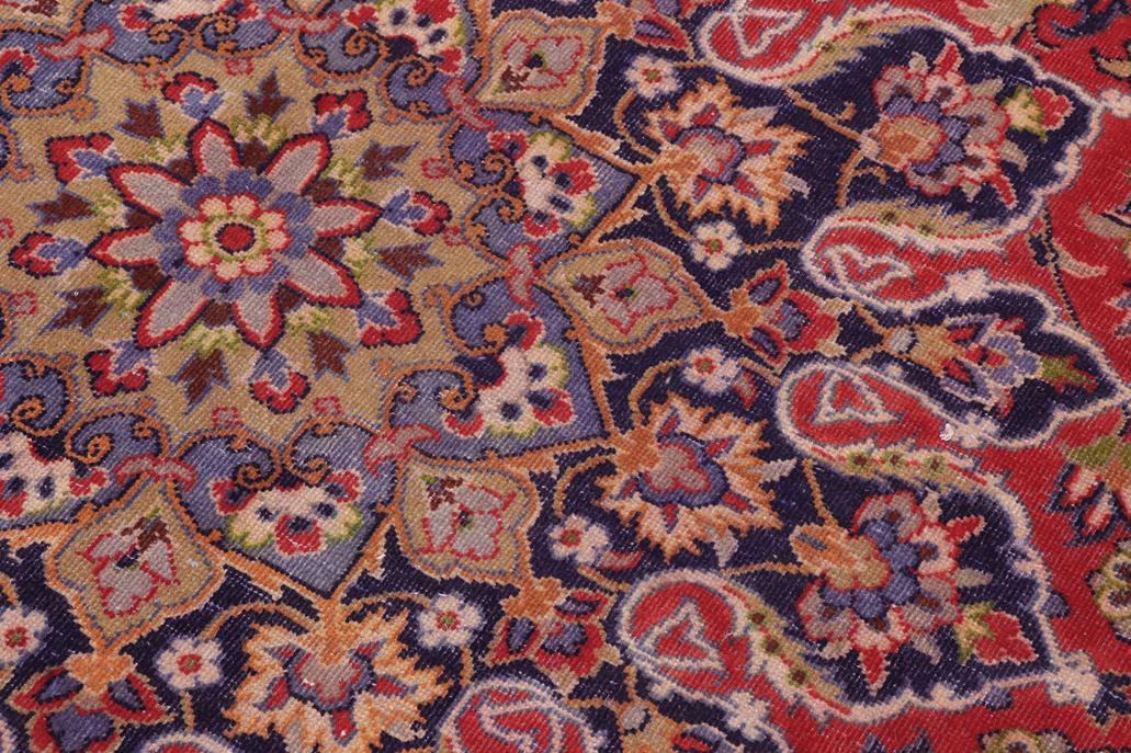 Traditional handmade Persian vintage distressed Red Blue Hand Knotted RECTANGLE 100% WOOL area rug 10 x 14