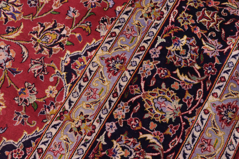 handmade Traditional Kashan Red Purple Hand Knotted RECTANGLE 100% WOOL area rug 10 x 14