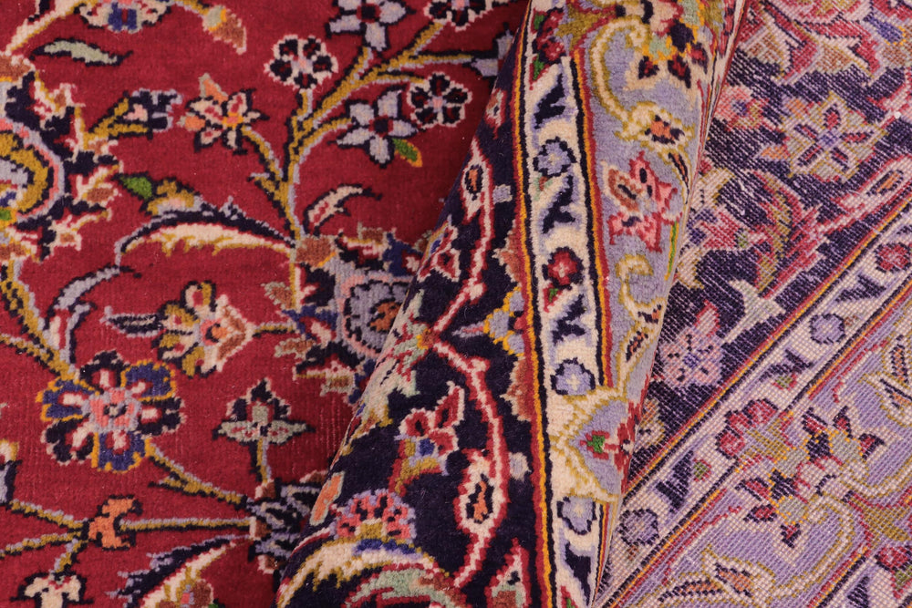 handmade Traditional Kashan Red Purple Hand Knotted RECTANGLE 100% WOOL area rug 10 x 14