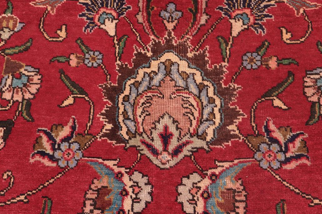 Traditional handmade Persian vintage distressed Red Beige Hand Knotted RECTANGLE 100% WOOL area rug 10 x 13