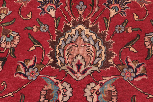 handmade Transitional Tabriz Red Beige Hand Knotted RECTANGLE 100% WOOL area rug 10' x 13'