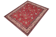 Traditional handmade Persian vintage distressed Red Beige Hand Knotted RECTANGLE 100% WOOL area rug 10 x 13