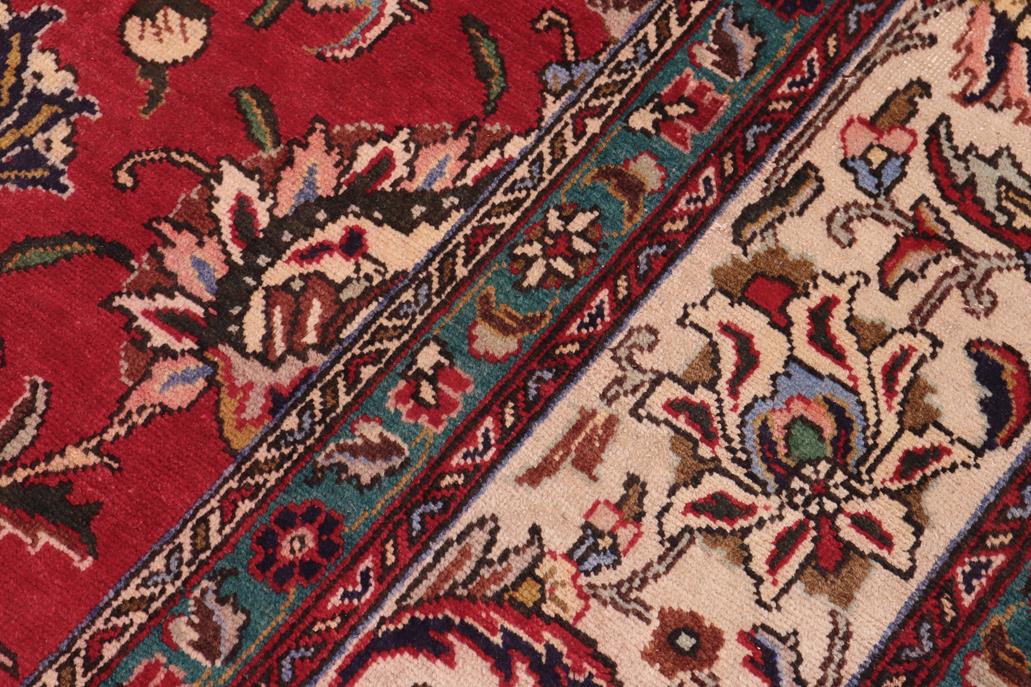 Traditional handmade Persian vintage distressed Red Beige Hand Knotted RECTANGLE 100% WOOL area rug 10 x 13